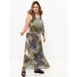 Samoon Kleid Langarm kurz »Maxikleid mit Palmen-Print«