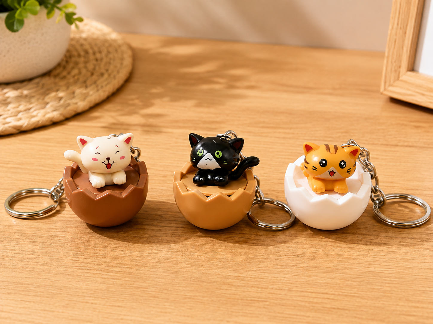 Egg Shell Kitty KeyChain