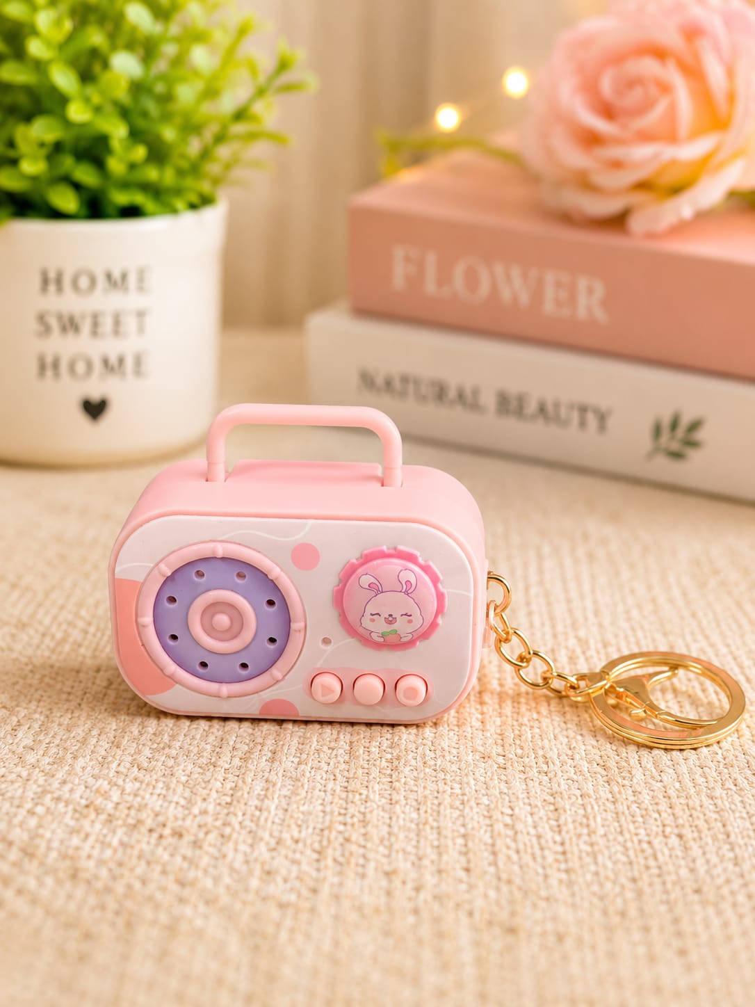 Tape Recorder Keychain Pink