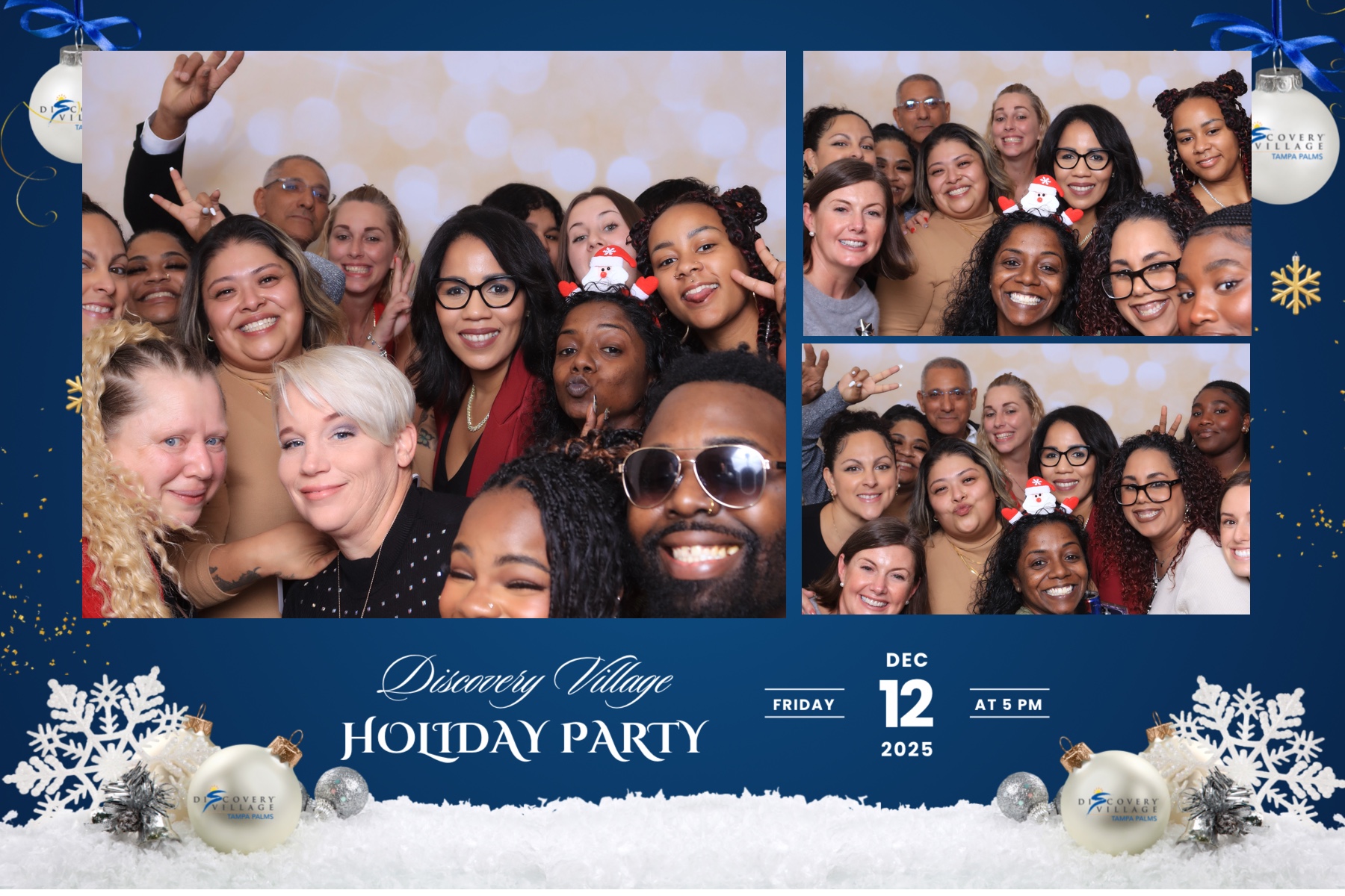 Branded holiday party photo layout from a Tampa corporate employee event