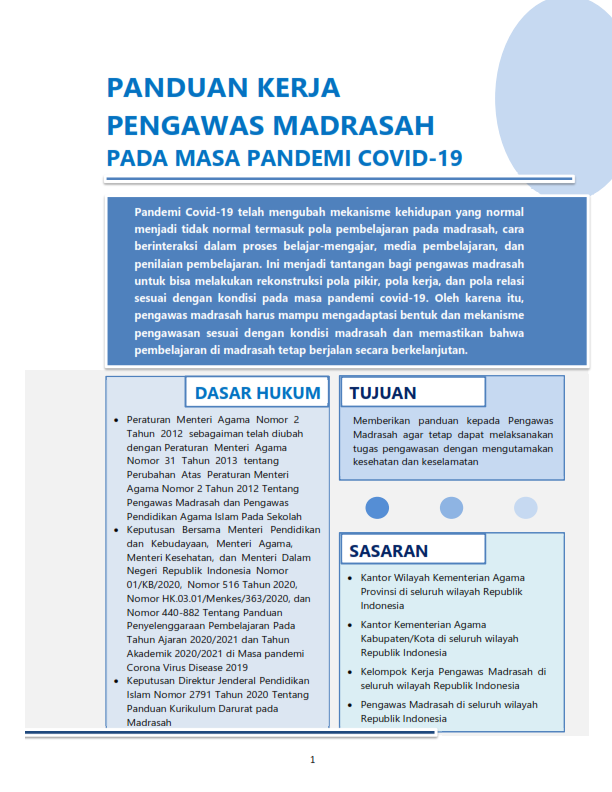 Panduan Pengawas Madrasah Pada Masa Pandemi Covid19 1 Panduan Kerja Pengawas Madrasah
