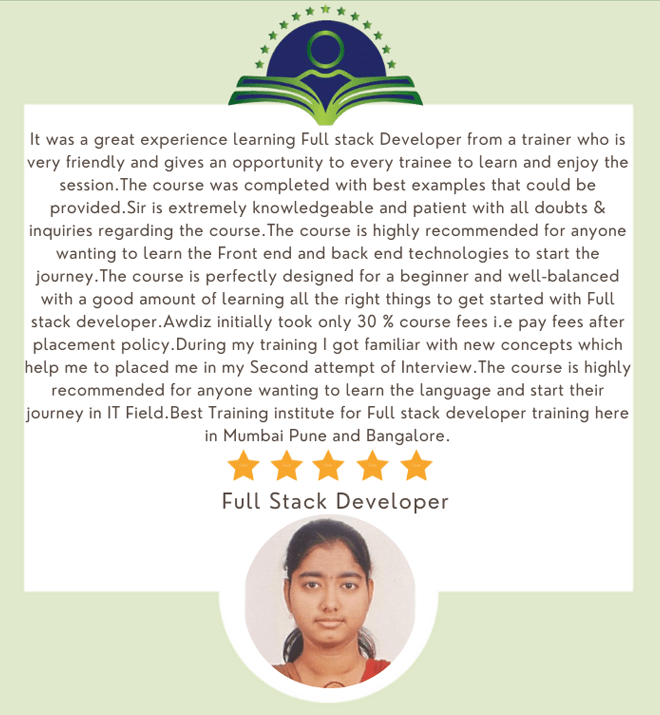 awdiz full stack developer course candidate review