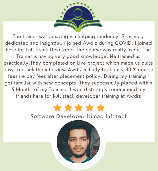 awdiz mern stack developer course candidate review