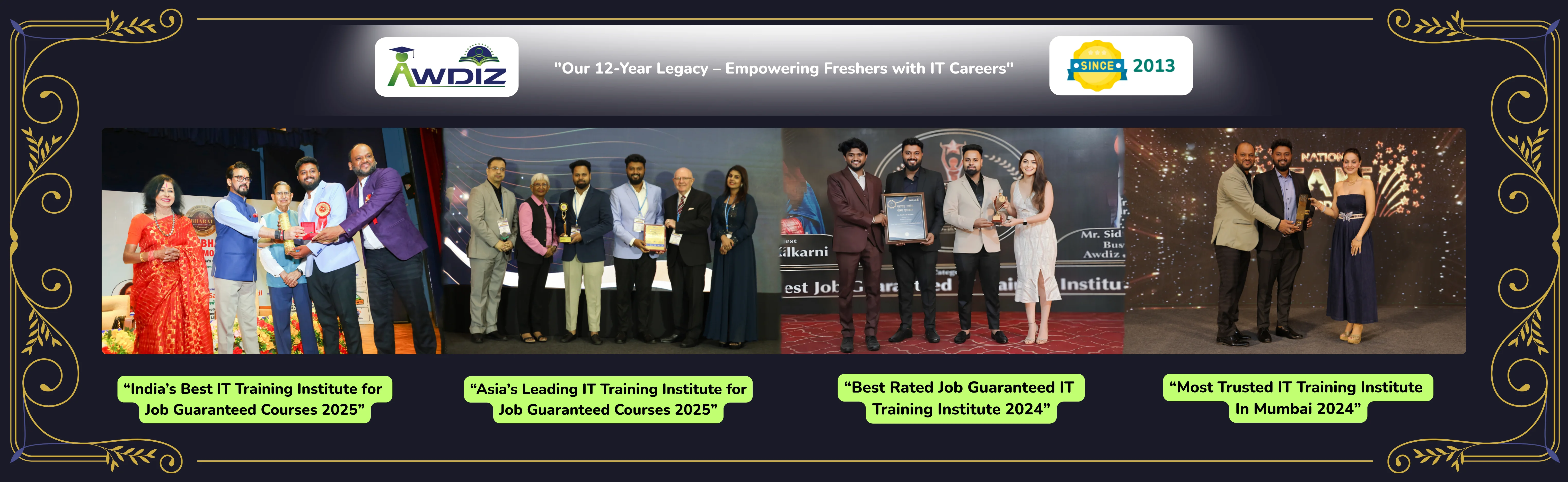 awdiz awarded the Most Trusted IT Training Institute in Mumbai 2024 & 2025