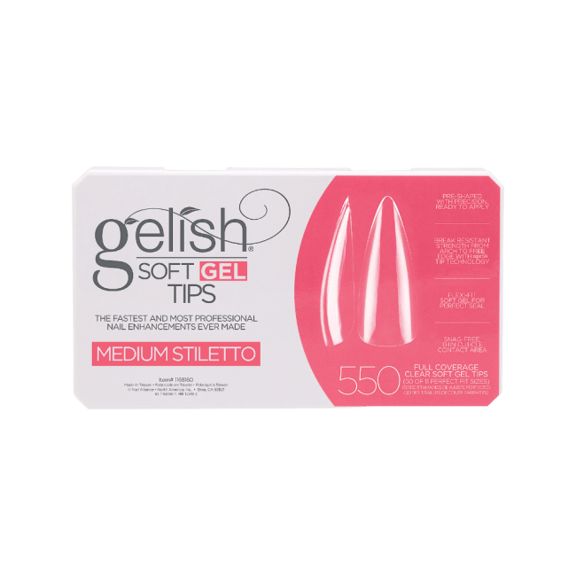 Gelish Soft Gel Tips Medium Stiletto 550stk