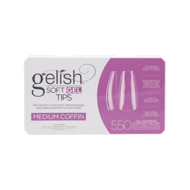 Gelish Soft Gel Tips Medium Coffin 550stk