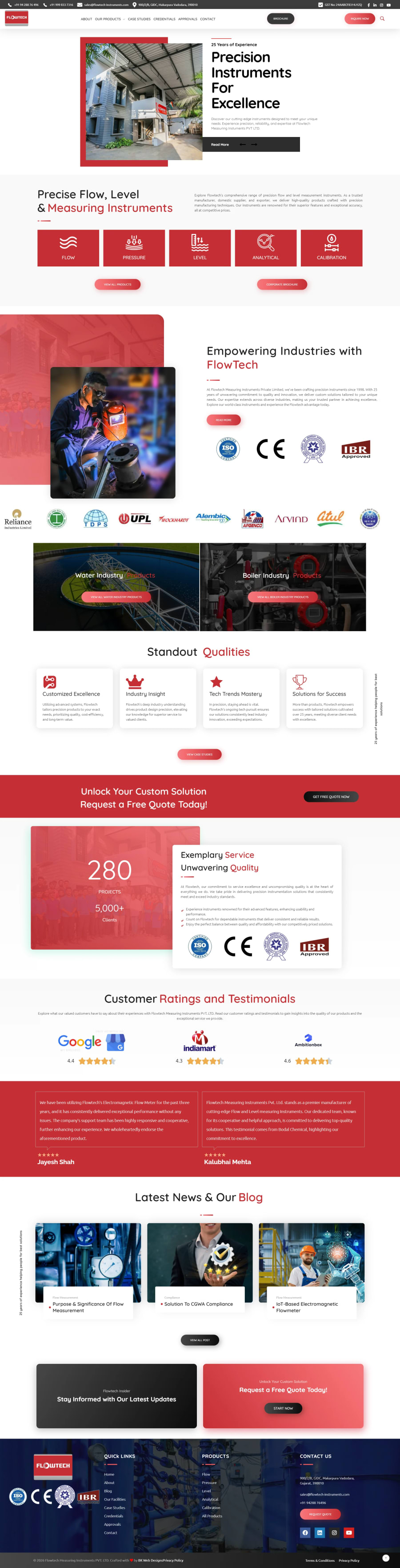 B2B manufacturing company homepage redesign — corporate website with trust signals and lead generation by BK Web Designs