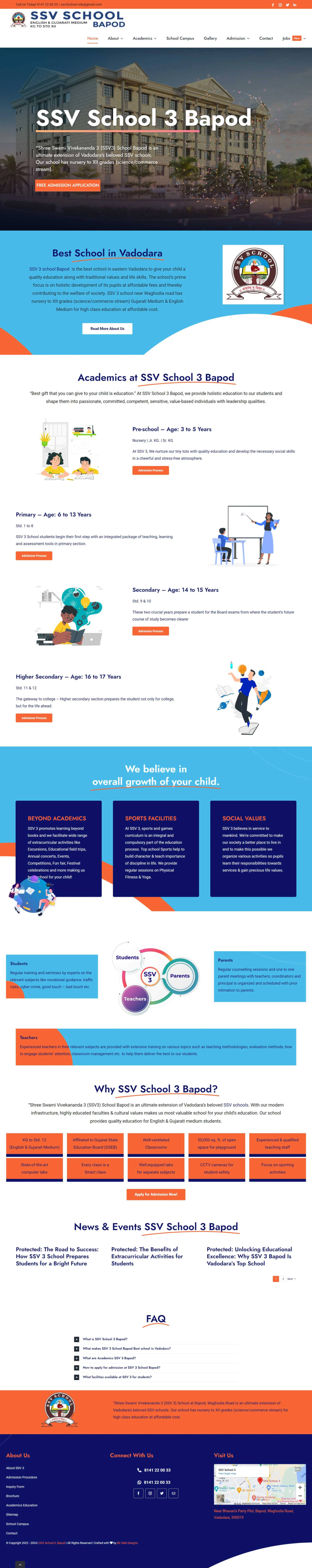 Education website design homepage — school website with mobile-first layout, admissions CTAs, and trust signals by BK Web Designs