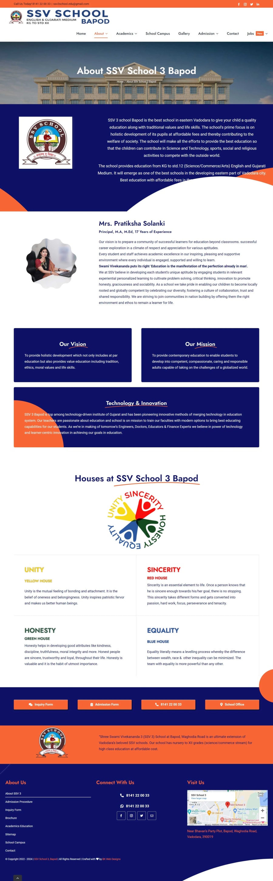 Education website design about page — K-12 school brand story, faculty credibility, and parent-first content hierarchy by BK Web Designs
