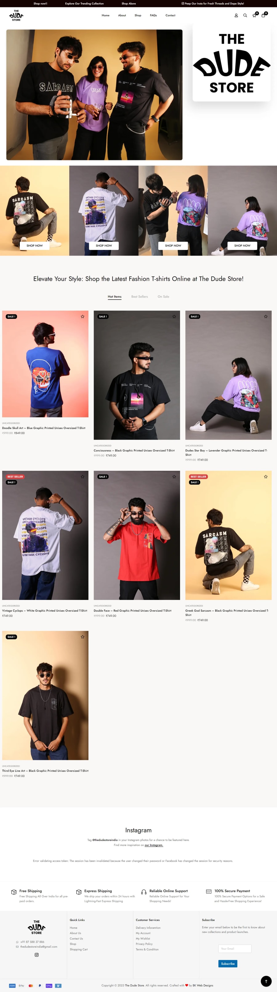 The Dude Store homepage design — premium apparel ecommerce with minimal aesthetic, high-impact product photography, and mobile-first layout