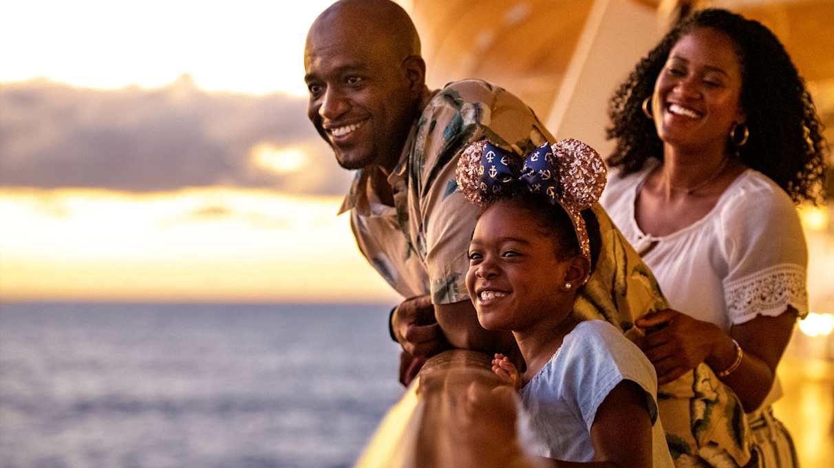 Family on deck of a Disney ship