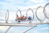 Guests on the AquaMouse rollercoaster