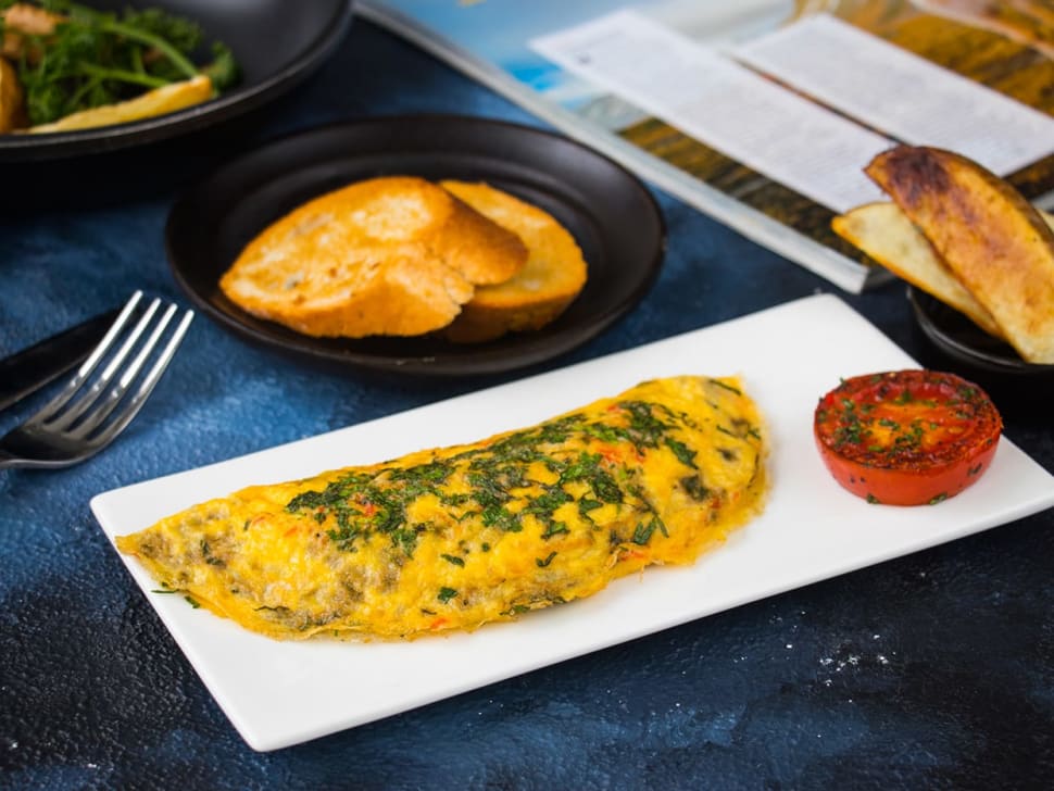 Bread Omelette With Roast Potato Wedges