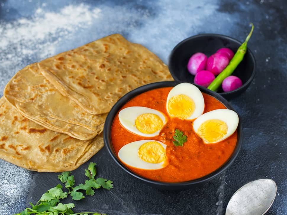 Masala Egg Curry & Tawa Paranthas Meal