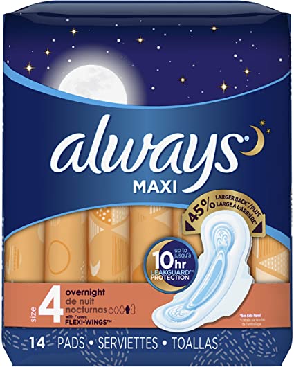 Always Pads, Flexi Wings, Overnight, Size 4 14 Ea, Feminine Care