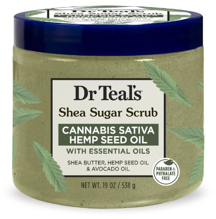 Dr Teal's Shea Sugar Body Scrub Cannabis Sativa Hemp Seed Oil with Essential Oils