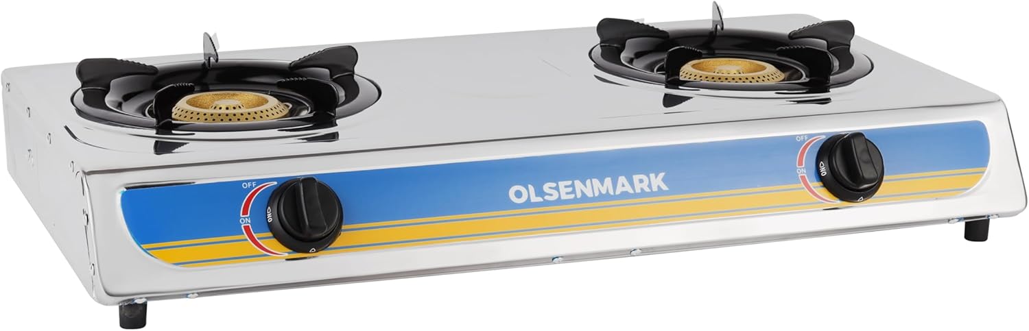 Olsenmark Stainless Steel Double Burner Gas Stove