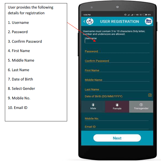 IRCTC APP REGISTRATION PROCESS