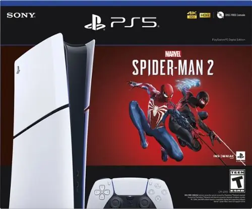 Sony Interactive Entertainment - PlayStation 5 Slim Console Digital Edition - Marvel's Spider-Man 2 Bundle (Full Game Download Included) - White