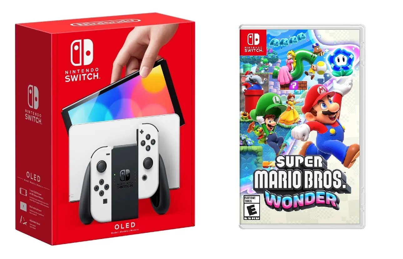 Nintendo - Switch OLED White + Super Mario Wonder BUNDLE