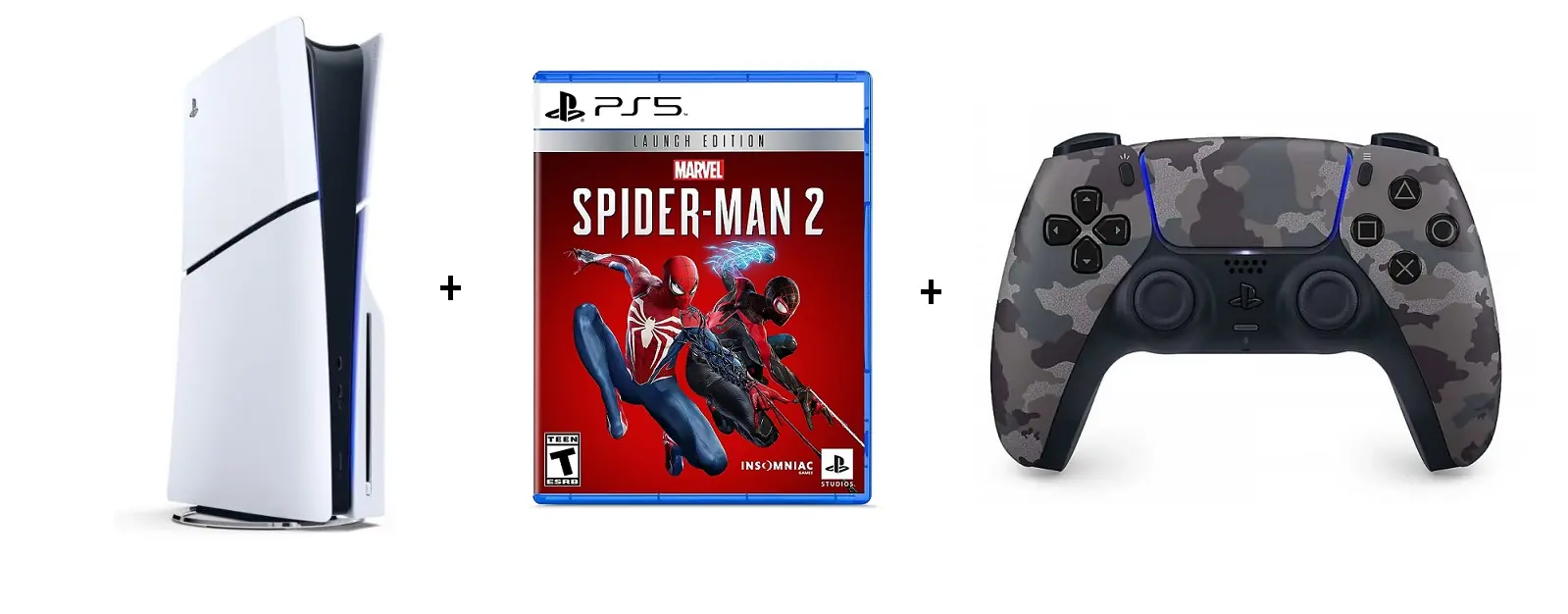 PlayStation 5 Slim - 1TB Disc Spider-Man 2 + PS5 DS Camo Controller BUNDLE