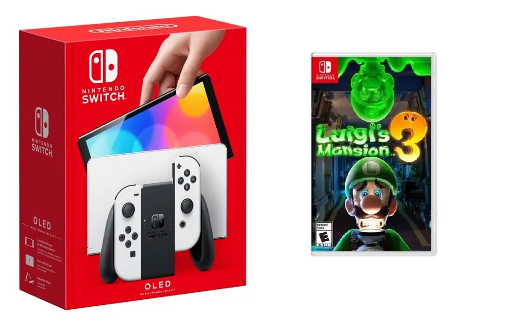 Nintendo - Switch OLED White + Luigi's Mansion 3 BUNDLE