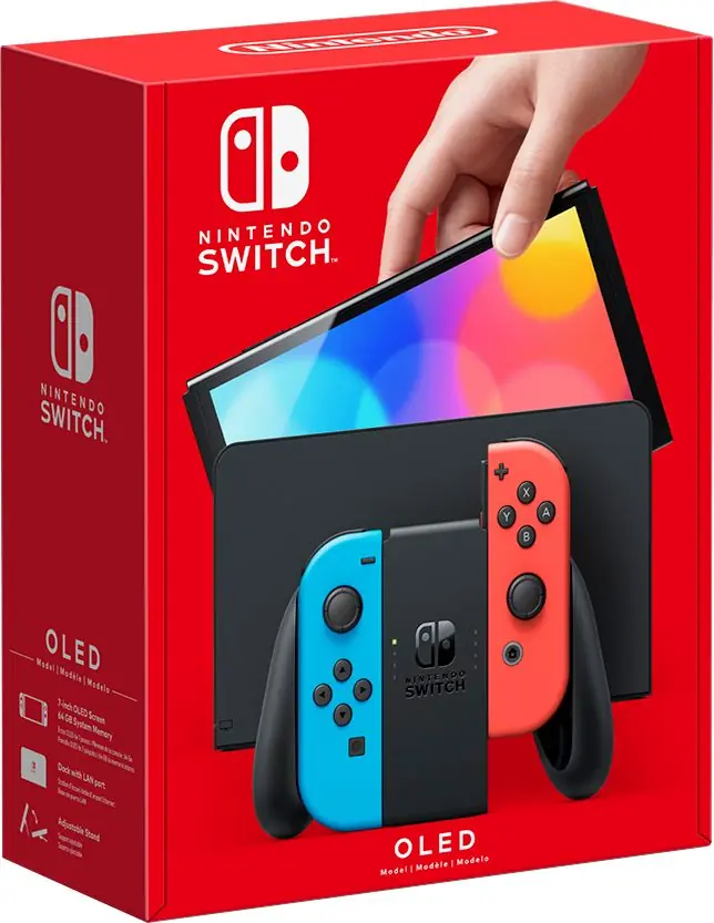 Nintendo - Switch - OLED Model w/ Neon Red & Neon Blue Joy-Con - Multi