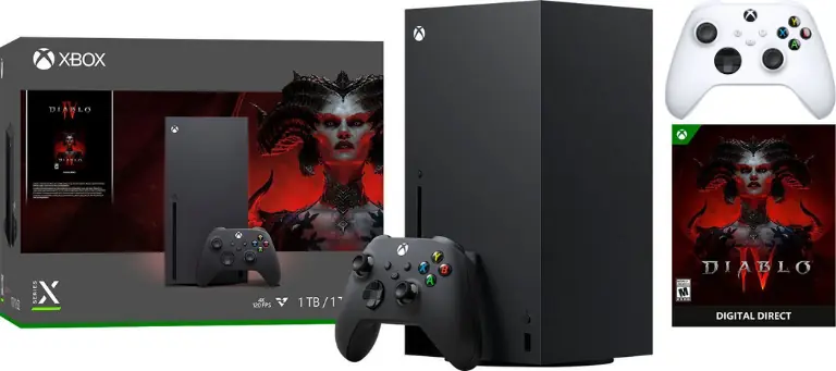 Xbox Series X Console - Diablo IV Bundle & White Controller (Total of 2 Controllers Included)