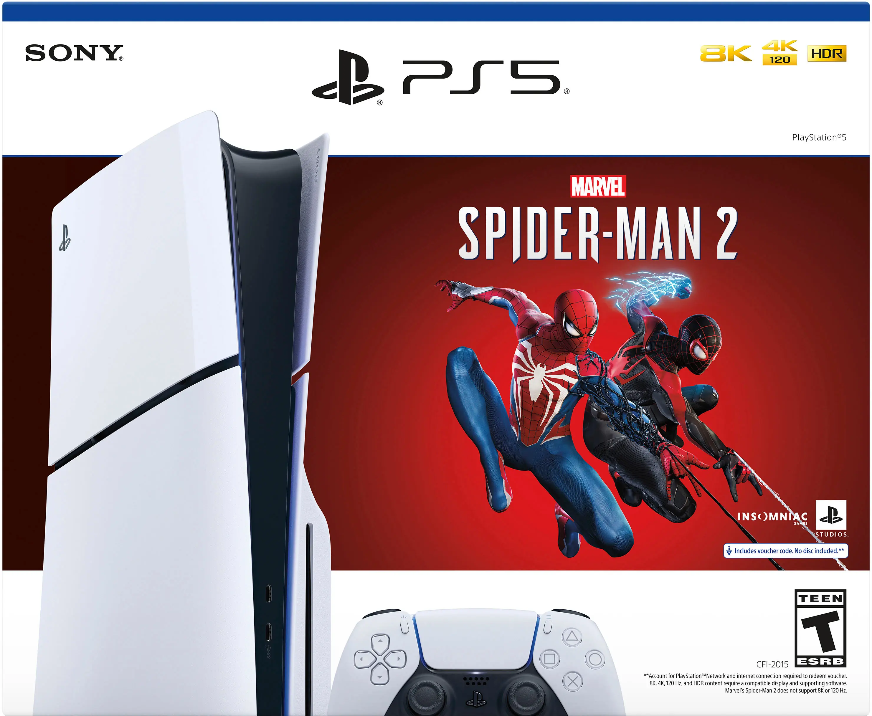 Sony Interactive Entertainment - PlayStation 5 Slim Console - Marvel's Spider-Man 2 Bundle (Full Game Download Included) - White