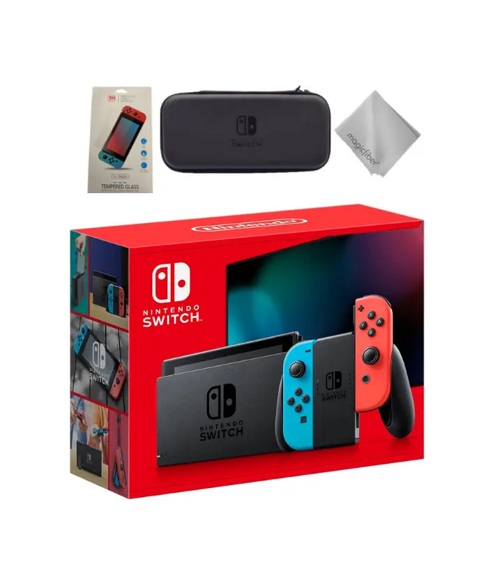 Nintendo Switch Gaming Console With Neon Blue Joy-Con Controllers With Accessories