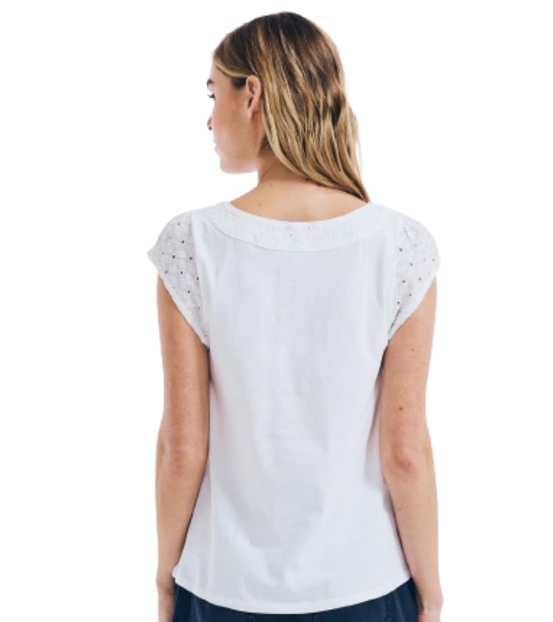 Ladies EYELET-TRIM Knit Top 