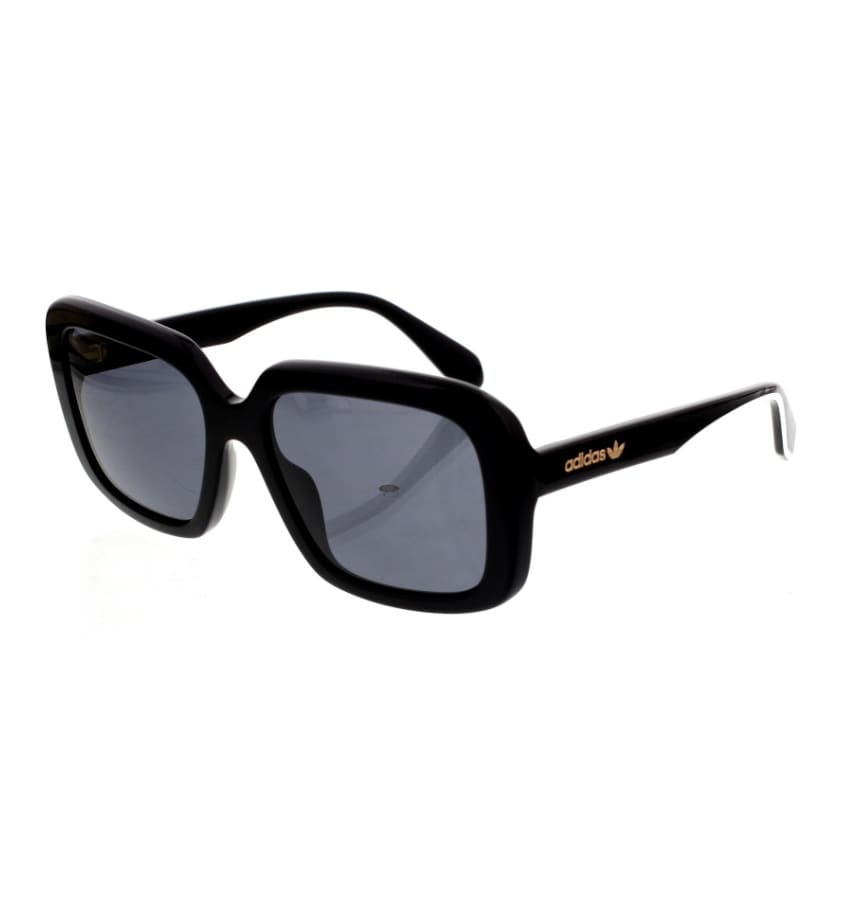 adidas Ladies Square Shape Sunglasses (Shiny Black Frame, Smoke Lens)