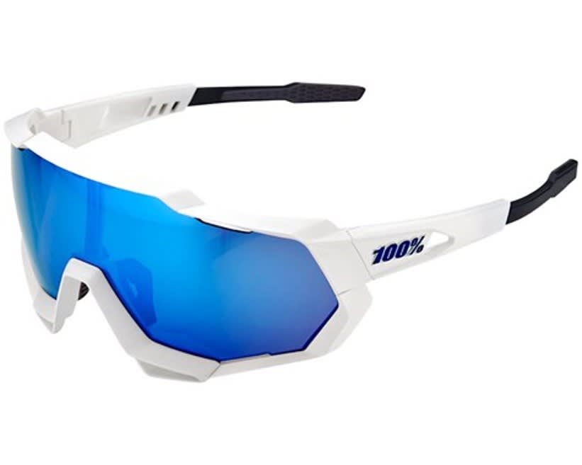 100% Speedtrap Matte White Hiper Blue Sunglasses