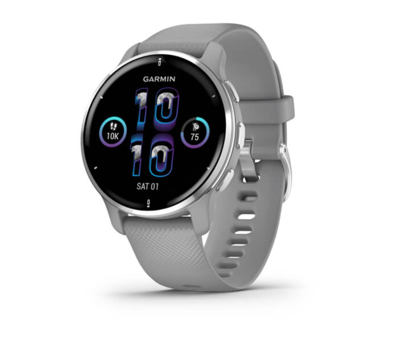 Garmin Venu 2 Plus Silver Bezel Watch with Silicone Band