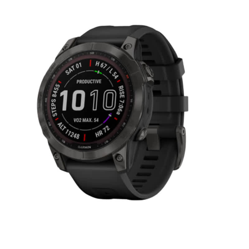 Garmin Fenix 7 Saphire Carbon Grey DLC Titanium with Black Band Smart Watch