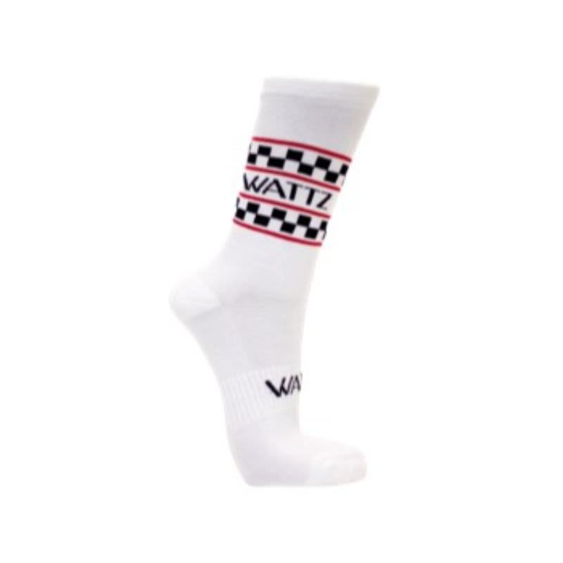 Wattz Unisex White Red Black Retro 7 Inch Socks