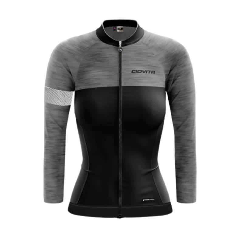 Ciovita Ladies Black and Grey Opera Long Sleeve Jersey