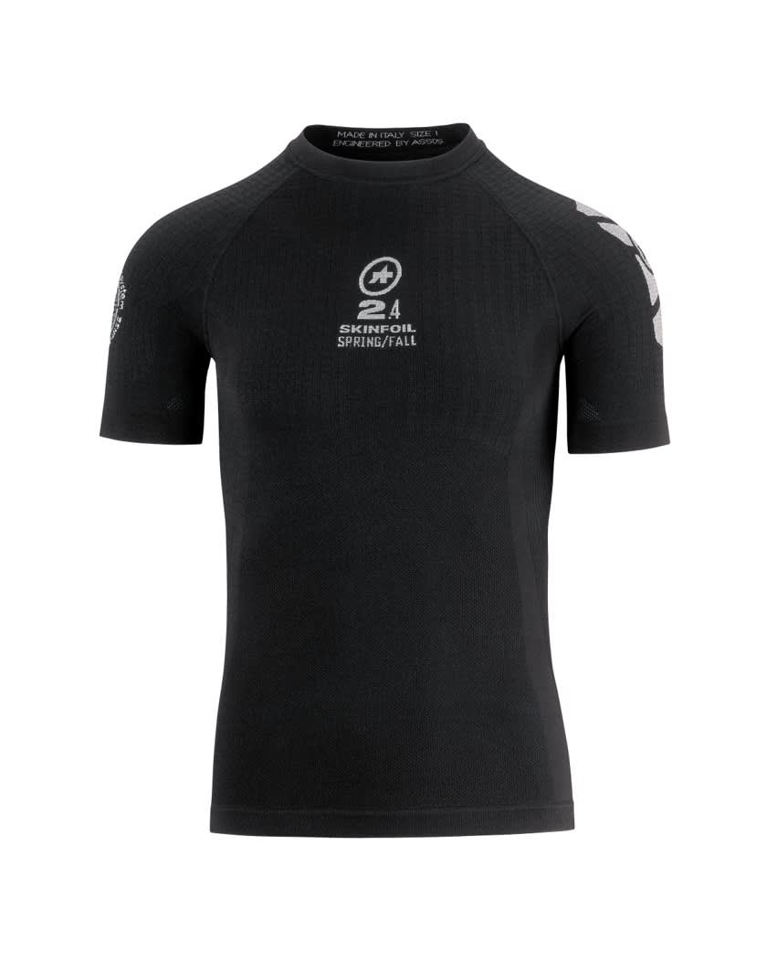 Assos Men&#039;s Black skinFoil Evo7 Short Sleeve Base Layer