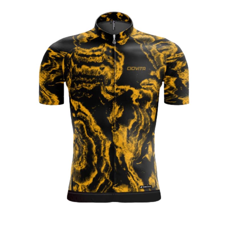 Ciovita Men’s Black and Yellow Short Sleeve Spora Race Fit Jersey