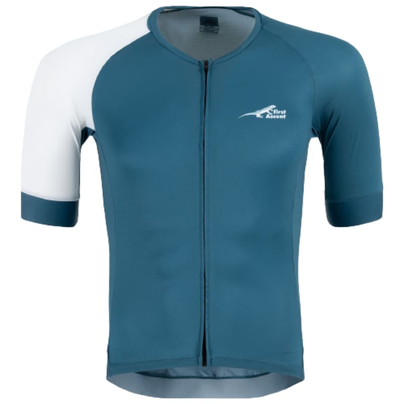 First Ascent Men&#039;s Blue and White Triumph Short Sleeve Jersey