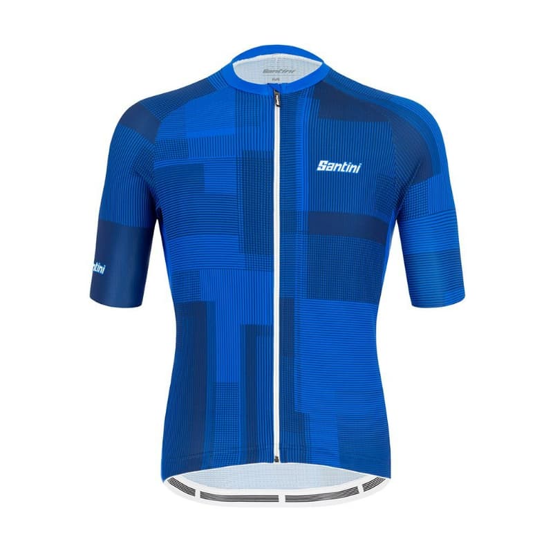 Santini Men&#039;s Blue Karma Kinetic Short Sleeve Jersey