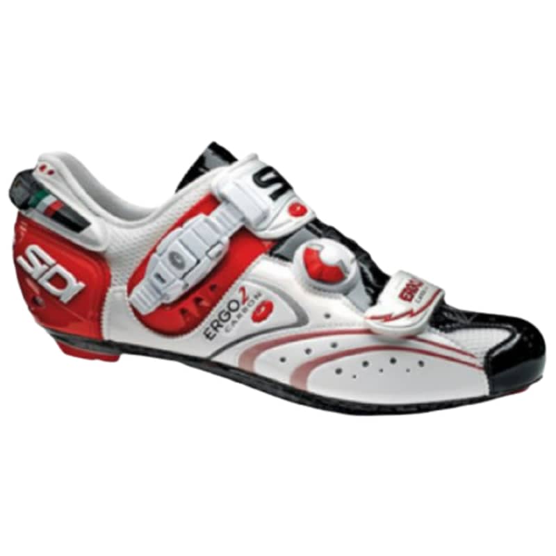 Sidi Unisex Vernice White/ Black/ Red Ergo 2 Carbon Road Shoe