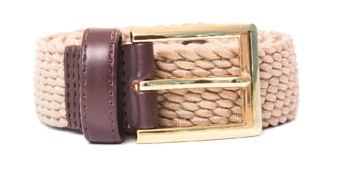 Clubhouse Ladies Elastic Belt with Leather Trim Stone