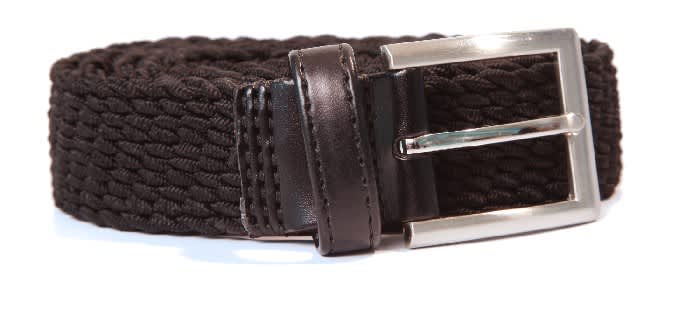 Clubhouse Ladies Elastic Belt with Leather Trim Black