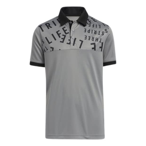 adidas 3 Stripe Life Print Boys Grey Shirt