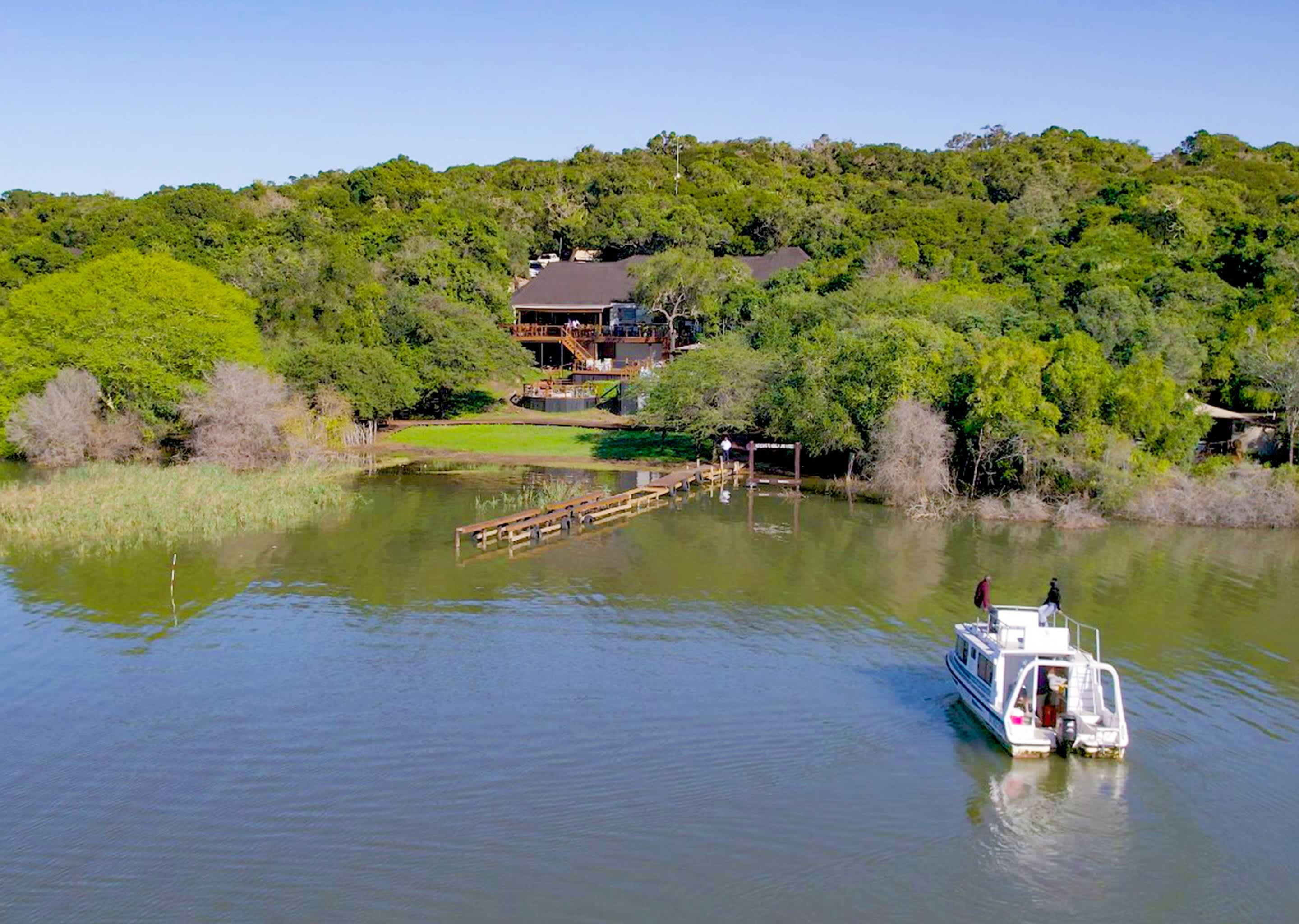 Nibela Lake Lodge, KZN&#039;s iSimangaliso Wetlands Park near Hluhluwe: 1 Night  Stay for 2 + Breakfast, Lunch + Dinner + Drinks &amp; Ferry Transfer + 2 Activities!