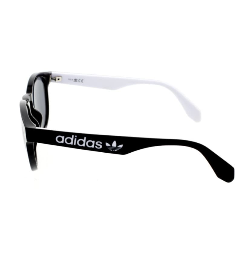 Unisex Original Round Shape Sunglasses (Shiny Black/White Frame, Smoke Lens)