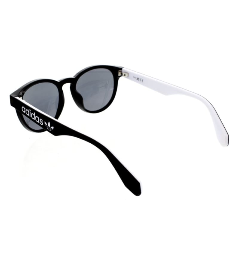 Unisex Original Round Shape Sunglasses (Shiny Black/White Frame, Smoke Lens)