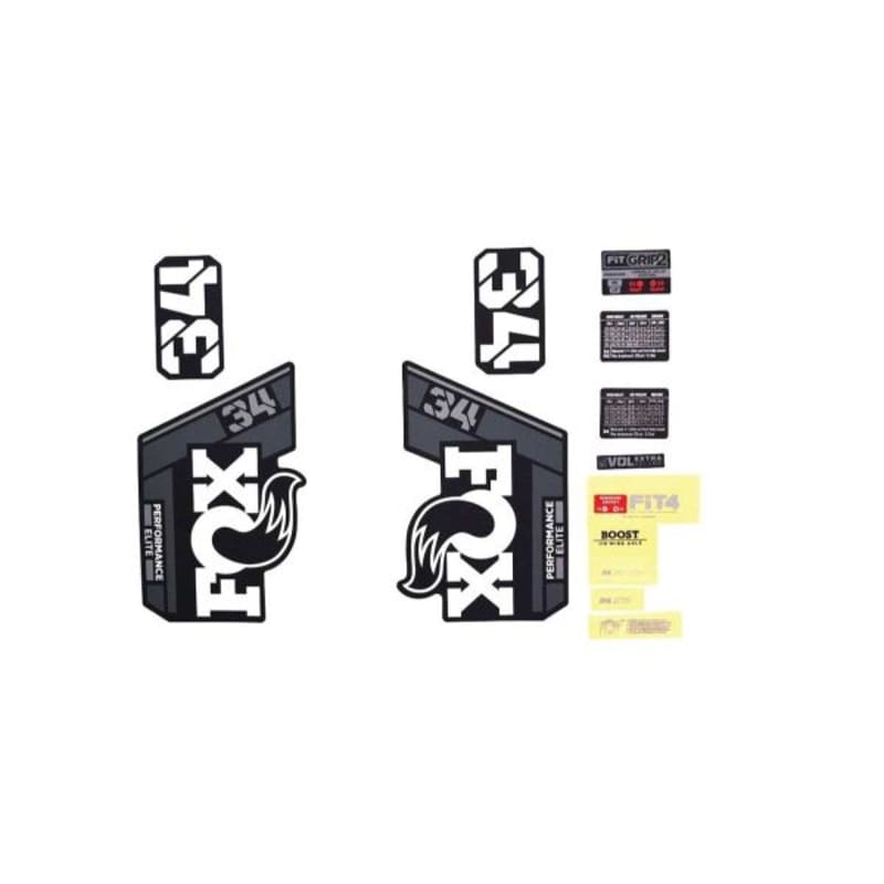 2022 Fox 34 9-SE Gray Logo Matte Black Fork Decal Kit