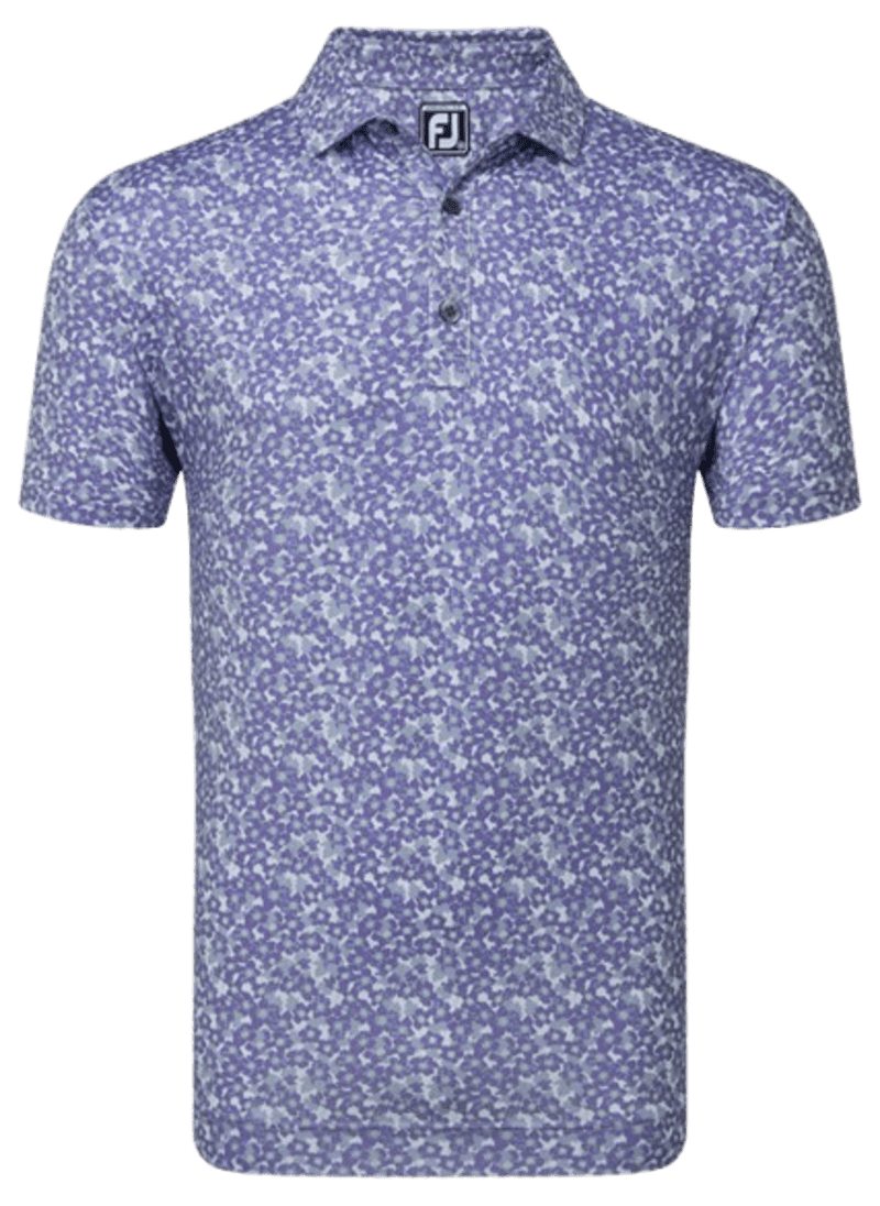 FootJoy Primrose Print Lisle Men’s Thistle/Storm Shirt